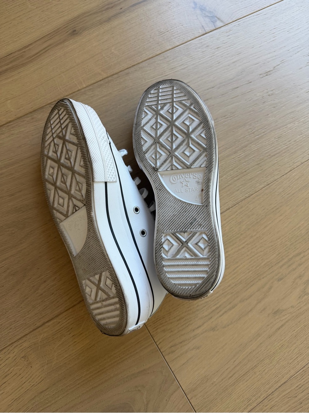Converse White Low-Top Platform Sneakers with Black Stripe - Picture 2 of 4